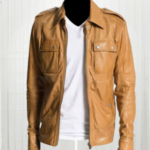 50 Cent Lisardo Tan Leather Jacket