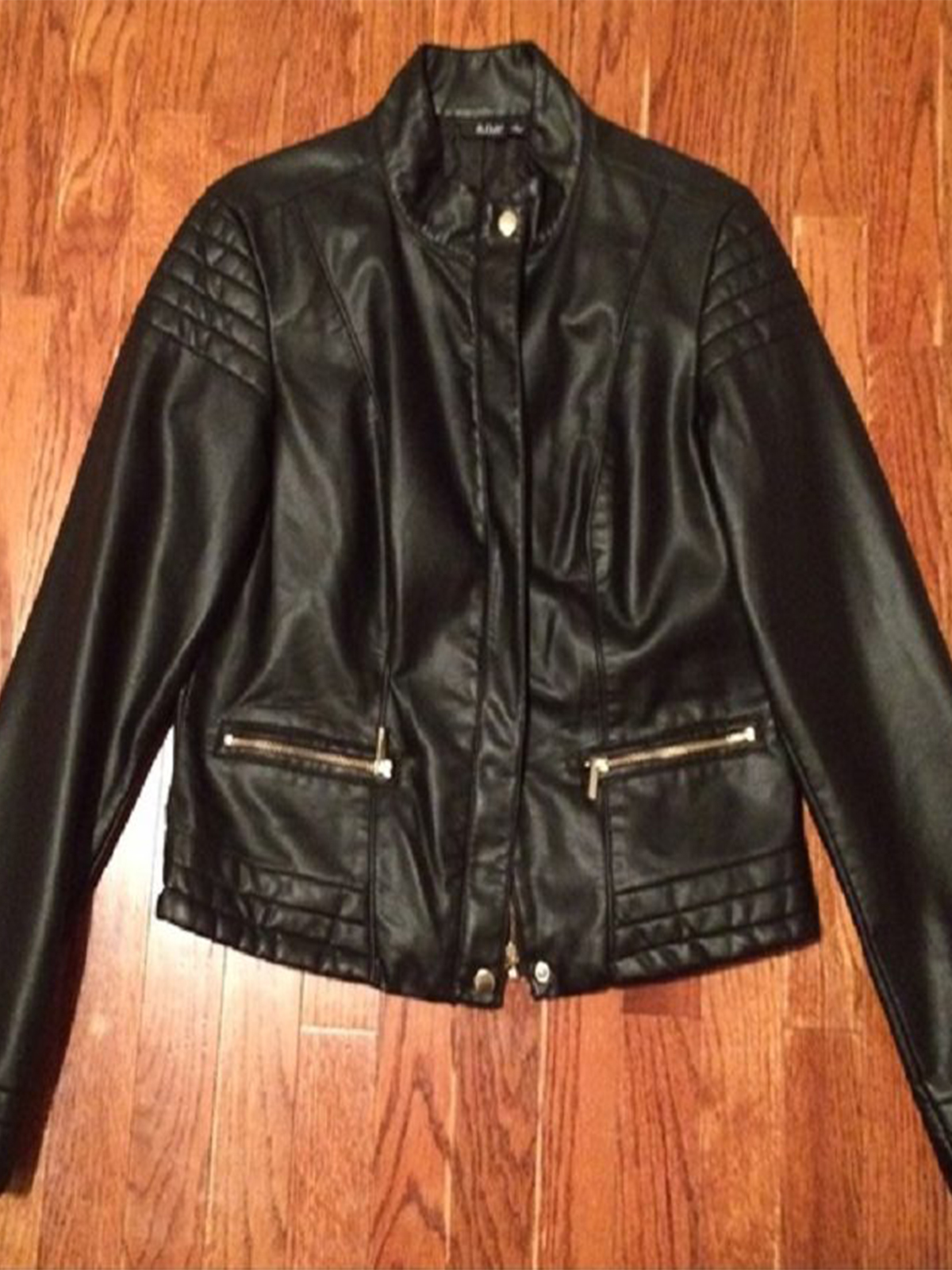 A.N.A Women's Black Genuine Leather Jacket