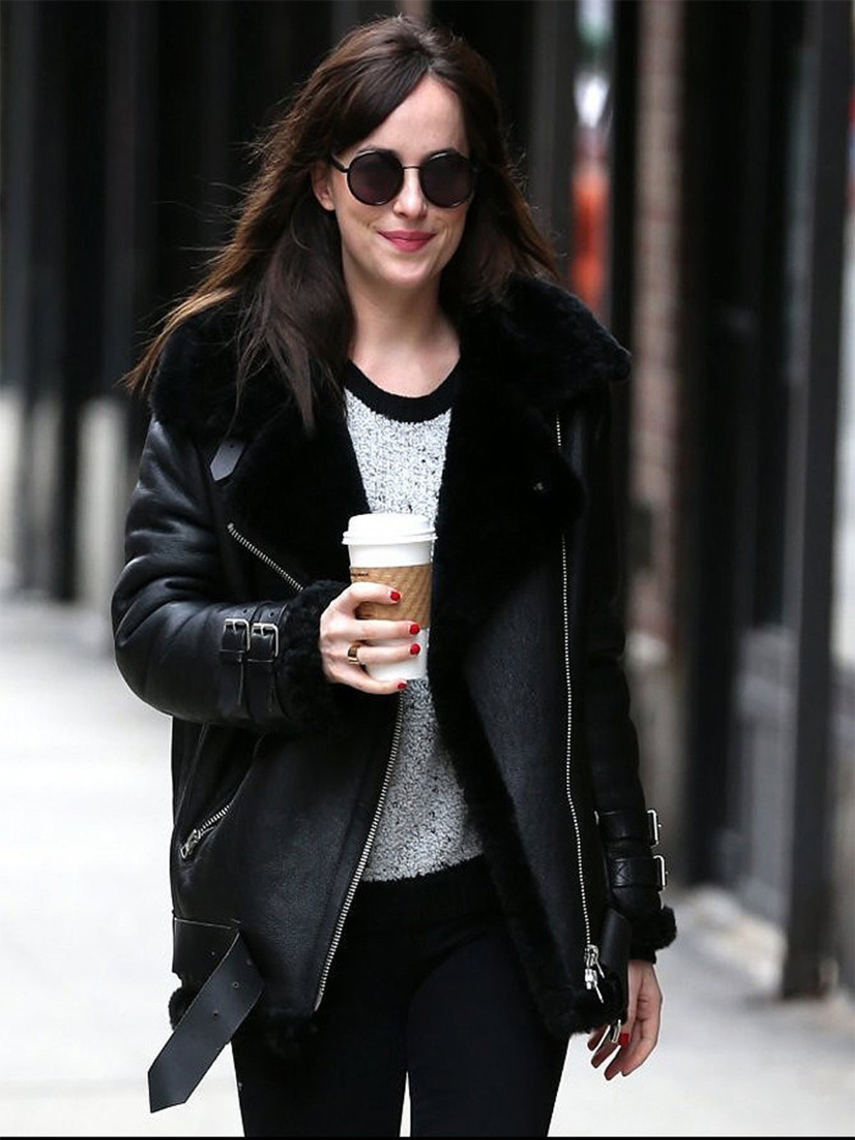 Actress Dakota Johnson Black Trench Jacket