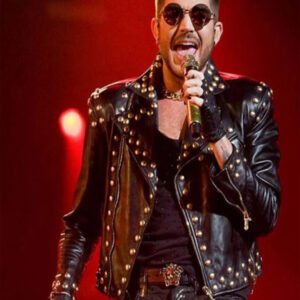 Adam Lambert Black Leather Studded Jacket