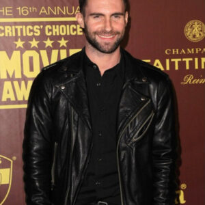 Adam Levine Black Leather Motorcycle Jacket