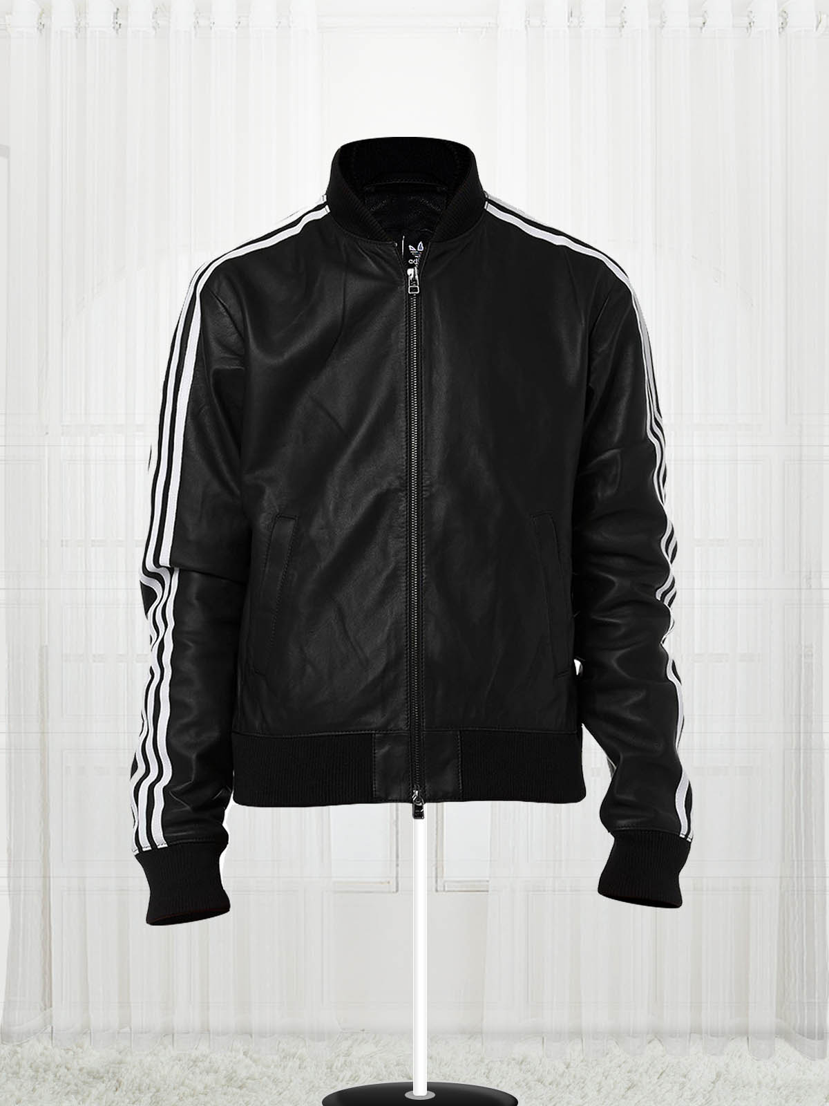 Pharrell Williams 2014 Black Leather Jacket