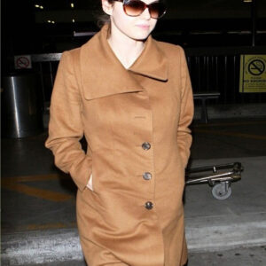 Alexandra Daddario Brown Wool Coat