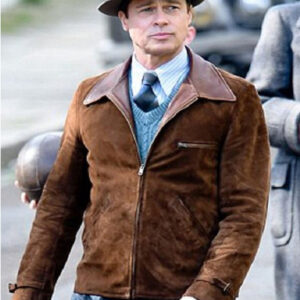 Allied Brad Pitt Brown Suede Leather Jacket