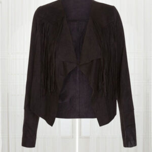 Amalie & Amber Suedette Fringed Brown Jacket