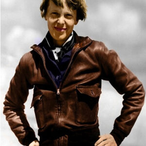 Amelia Earhart Brown Bomber Leather Jacket