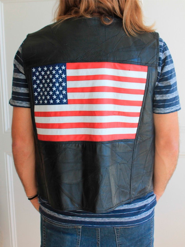 High Quality American Flag Leather Vest