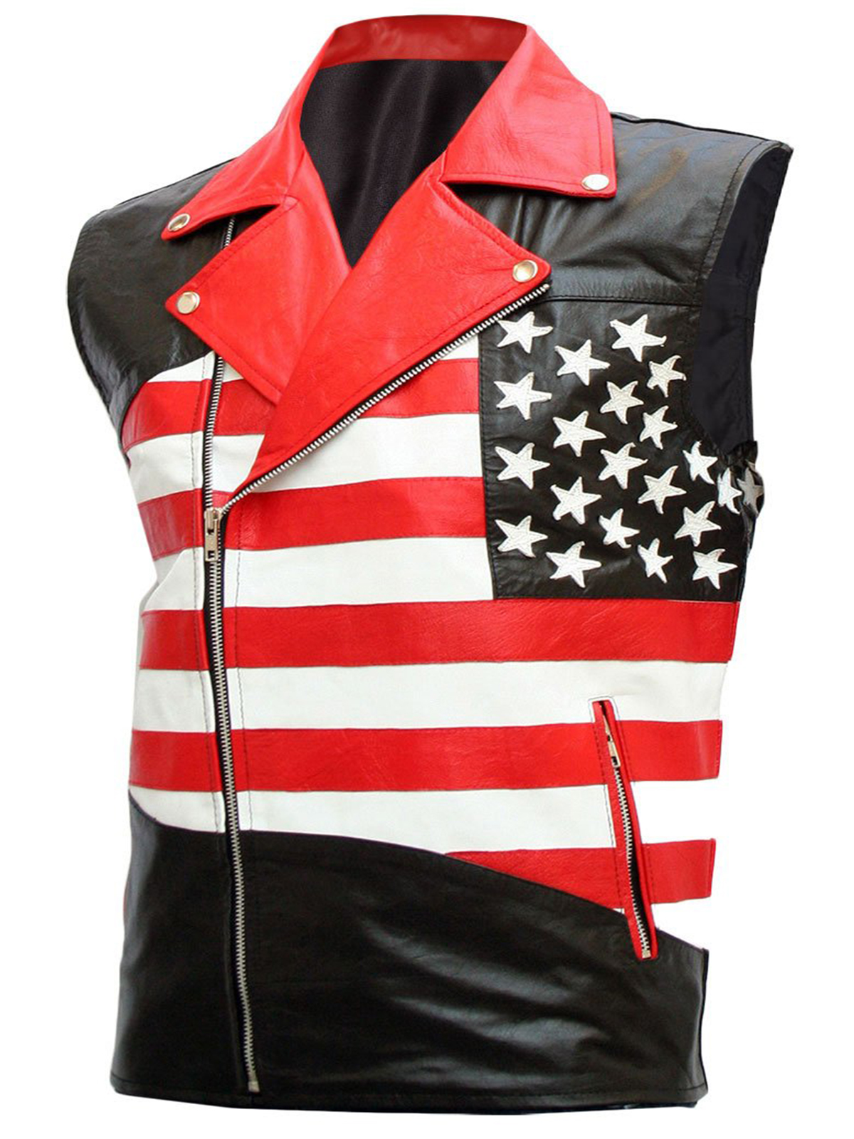 American Flag Men's Women's Leather Biker Vest