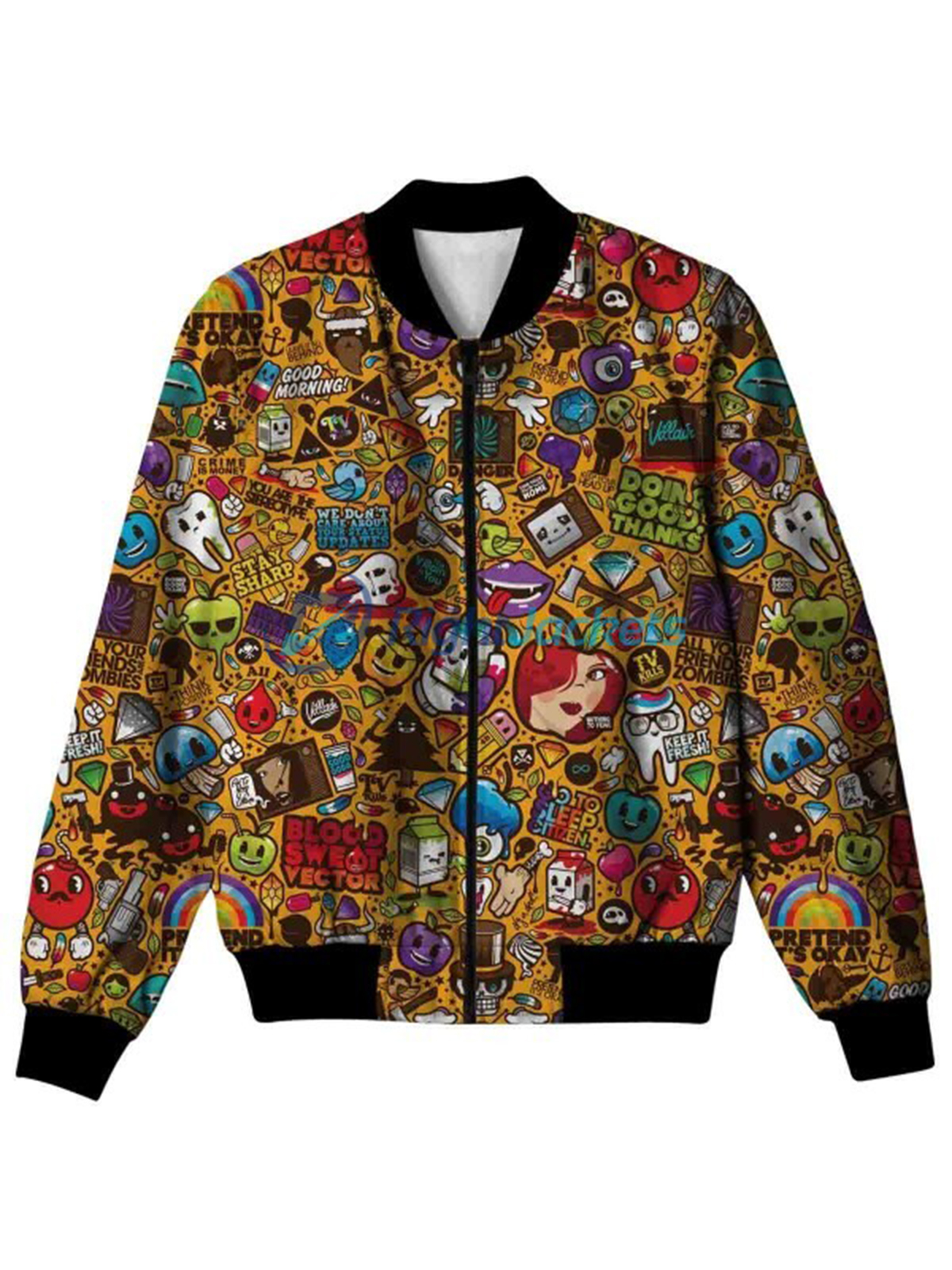 Animation & Cartoon Screen Printed Varsity Jacket