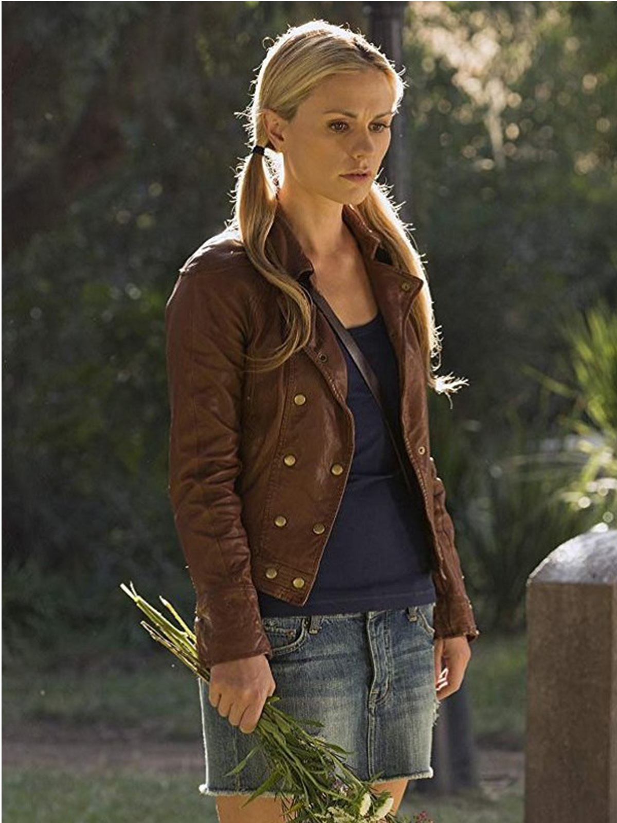 Anna Paquin True Blood Brown Leather Jacket