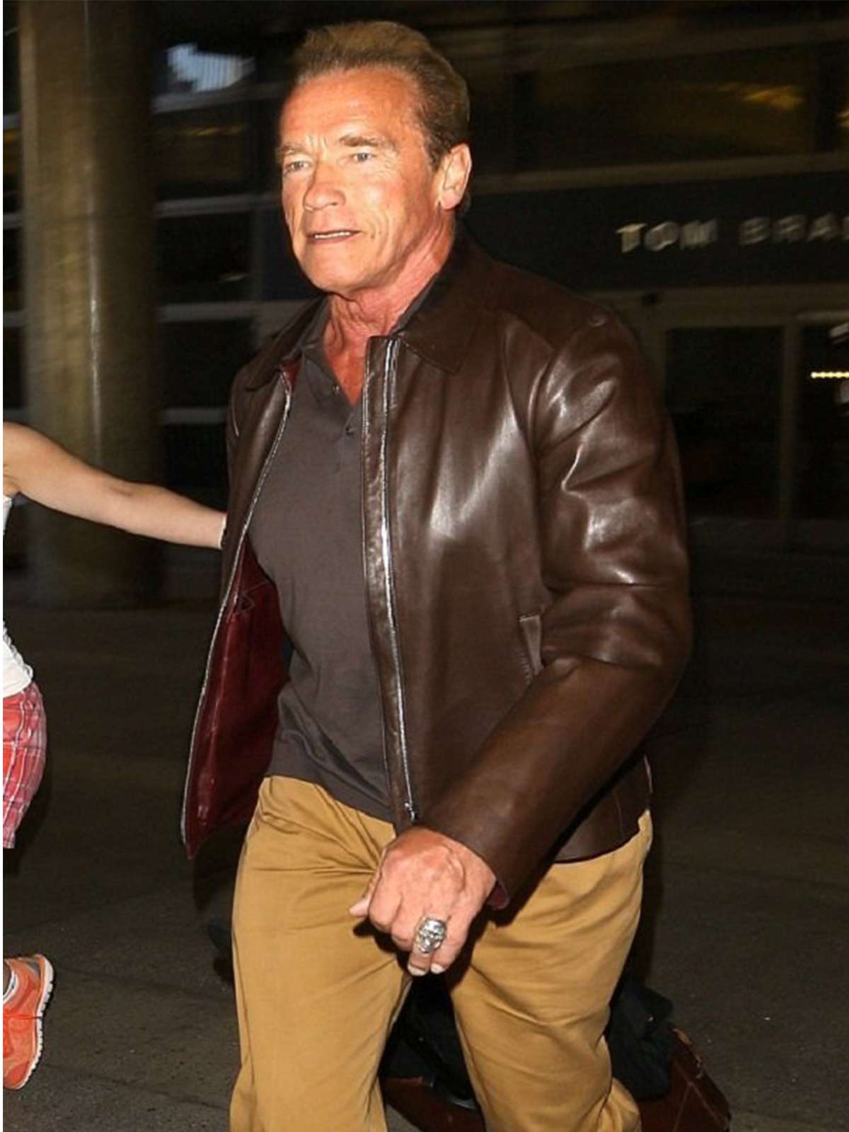 Arnold Schwarzenegger Brown Leather Jacket