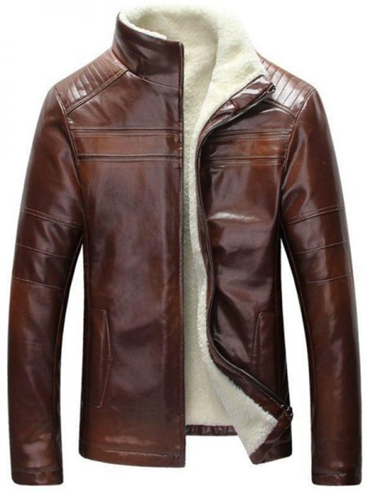 Brown Fur Slim-fit Jacket For Men – Bay Perfect