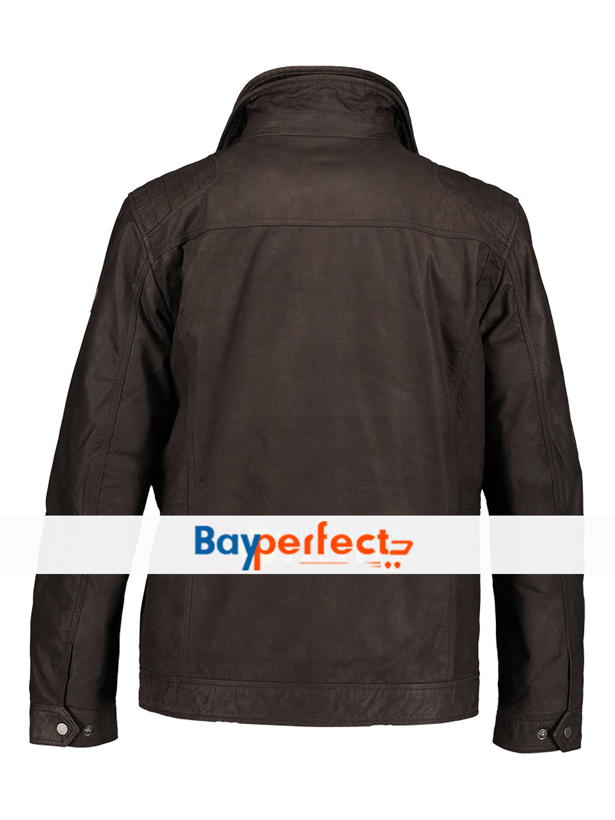 Casual Men Double Zipper Brown Jacket