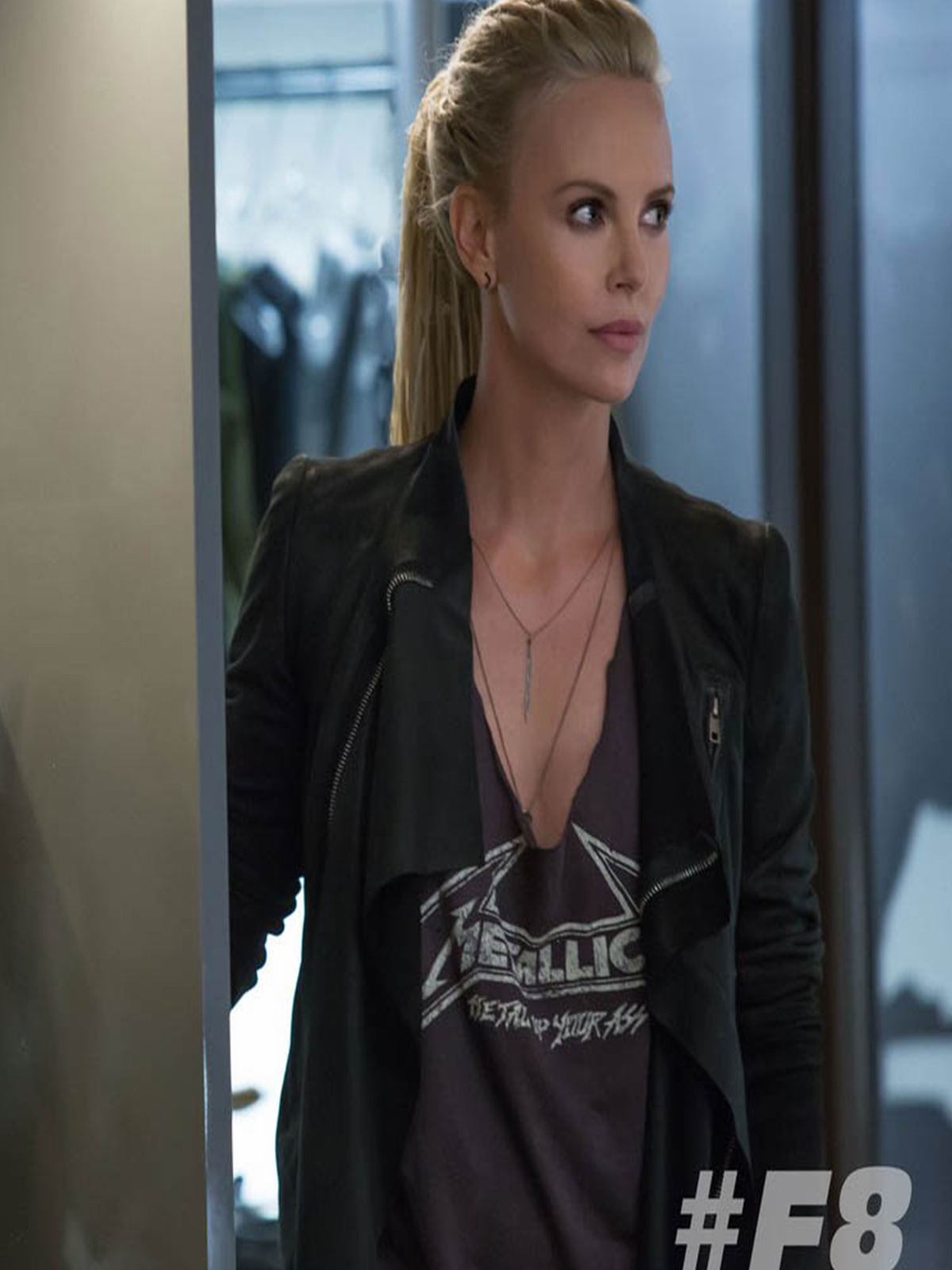 Charlize Theron Fast 8 Black Leather Jacket