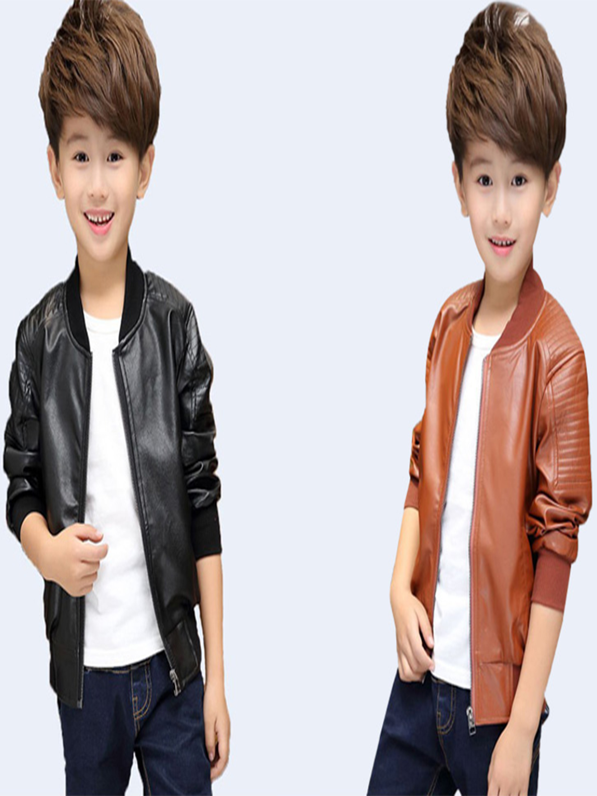 Children’s Fashion Outerwear Boy Leather Jacket