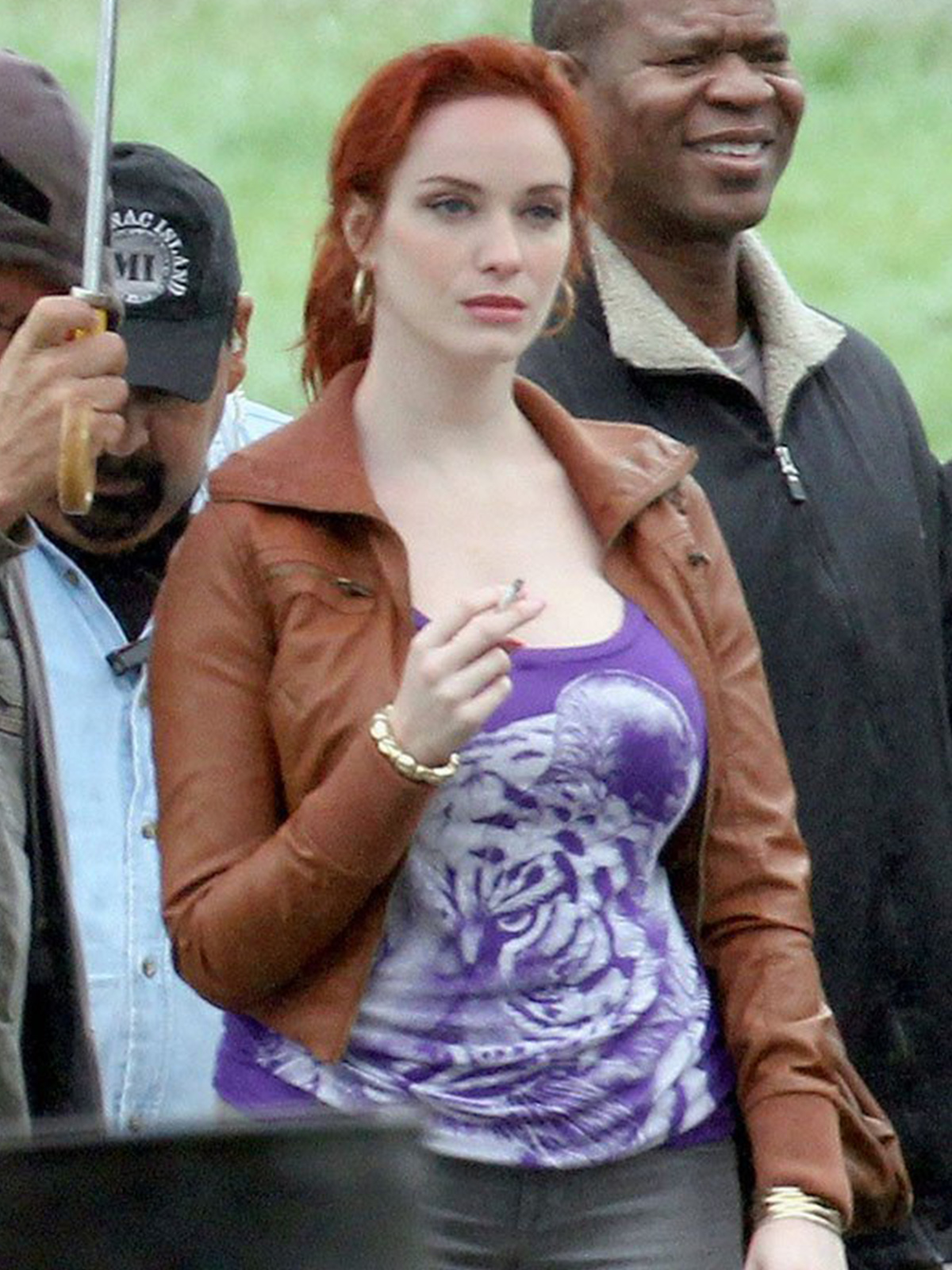 Christina Hendricks Drive Brown Leather Jacket