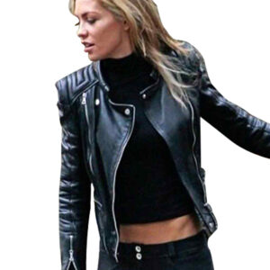 Abbey Clancy Black Biker Leather Jacket