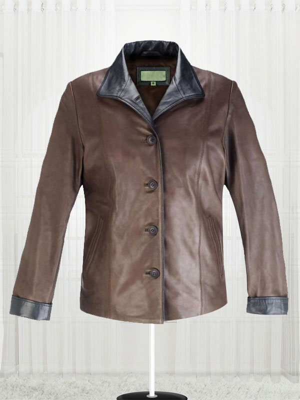 Contrast Brown With Black Leather Jacket