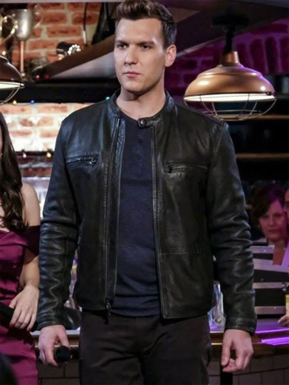 Crazy Ex Girlfriend Scott Michael Foster Black Leather Jacket