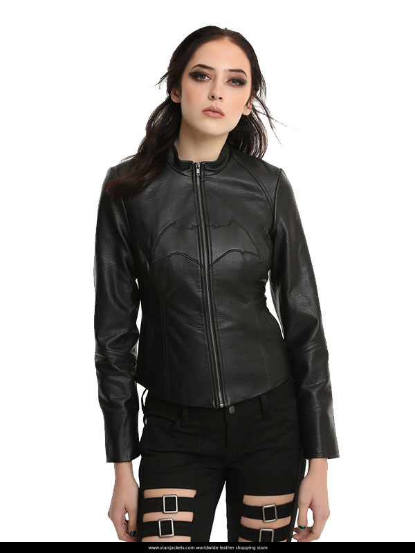 Batman Logo Woman Biker Black Jacket