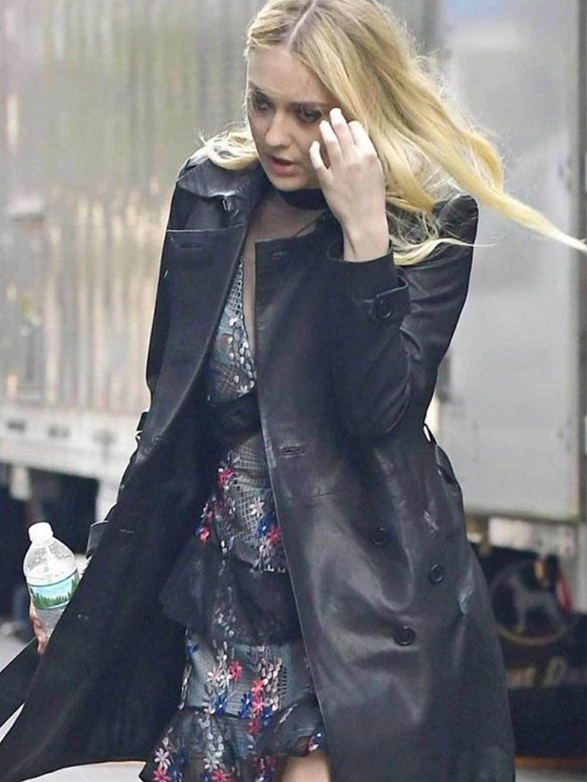Dakota Fanning Ocean’s 8 Black Leather Coat