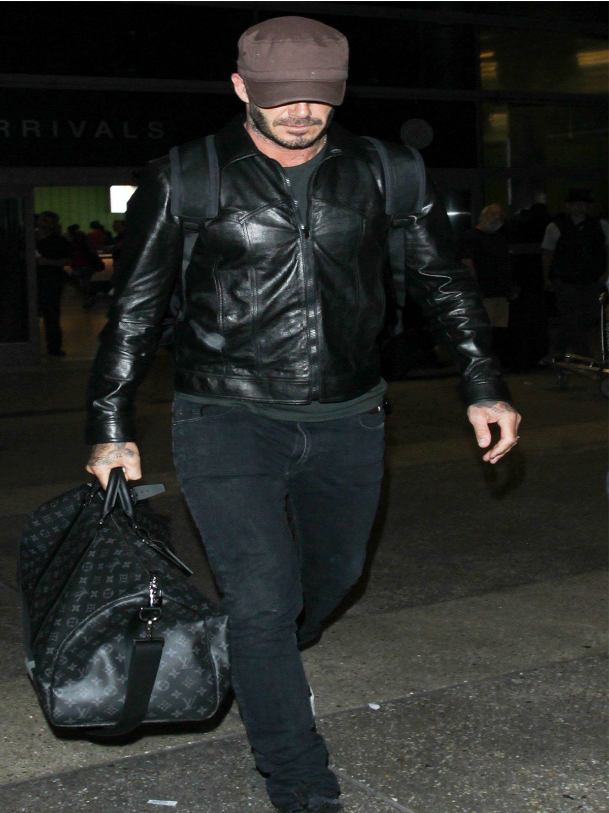 David Beckham Casual Slim Fit Black Leather Jacket For Men