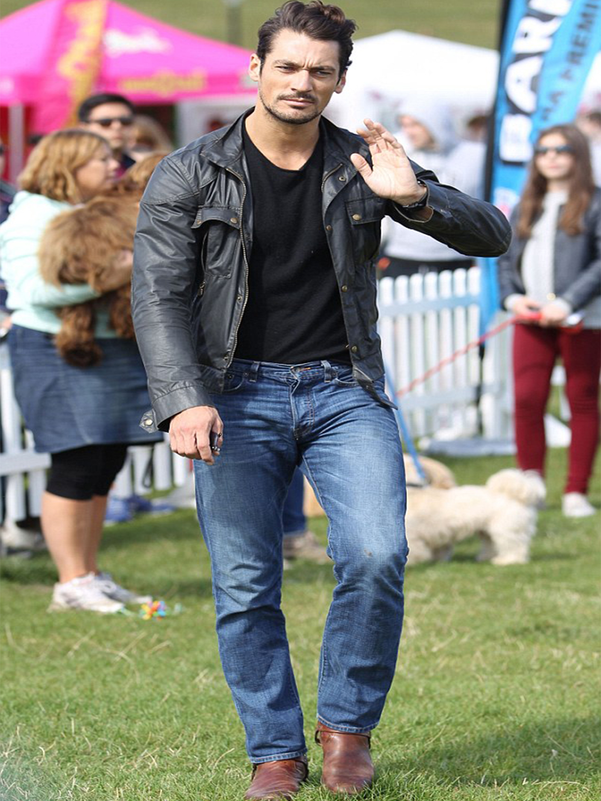 David Gandy Slim Fit Real Black Biker Leather Jacket