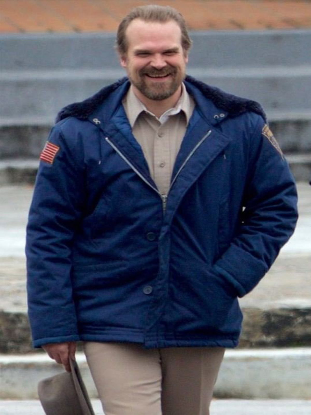 David Harbour Stranger Things Shearling Jacket