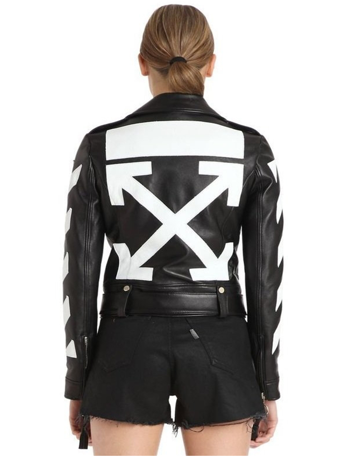 iconic Modish Diagonal Stripes Leather Jacket