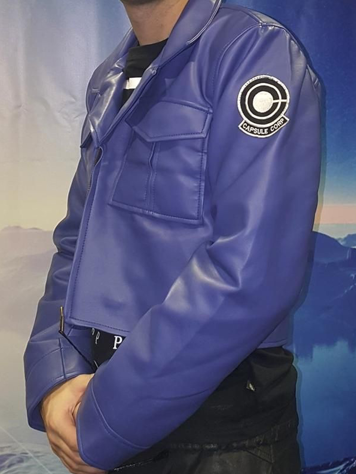 Dragon Ball Z Future Trunks Capsule Corp Blue Leather Jacket