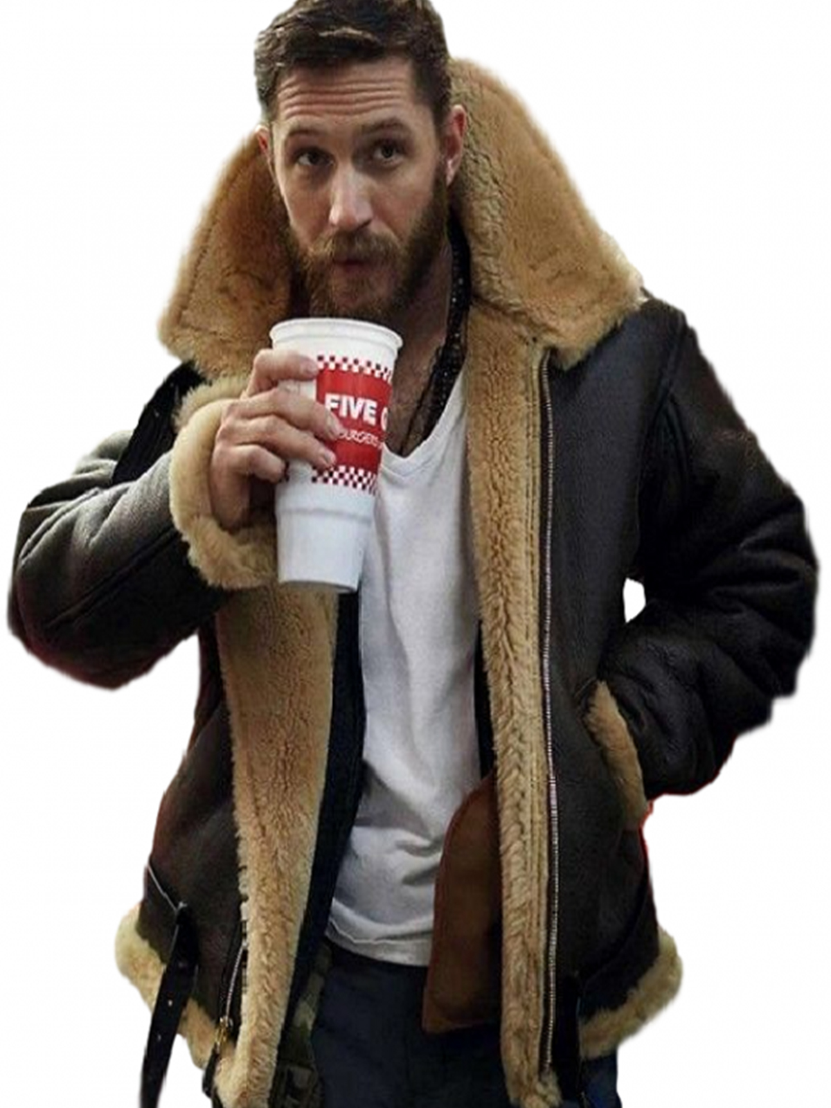 Dunkirk Tom Hardy Farrier Fur Belted Collar Jacket