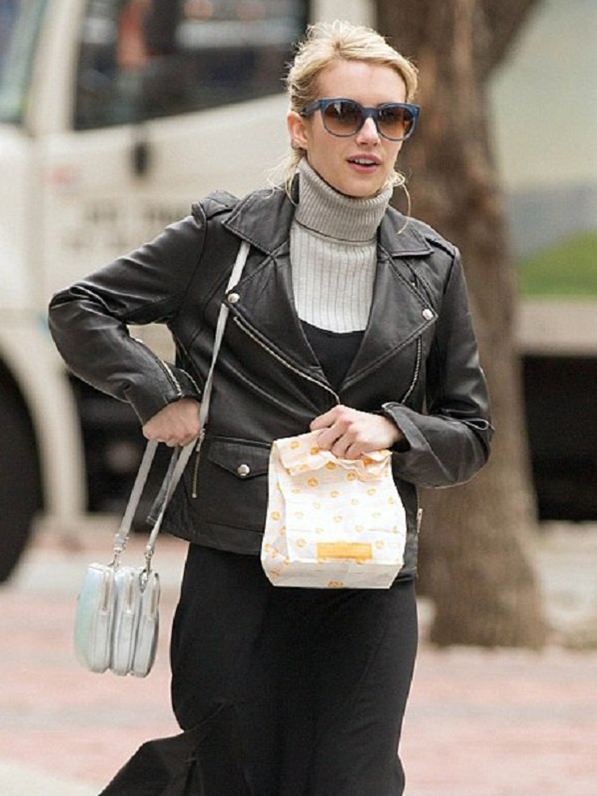 Emma Roberts Black Leather Jacket
