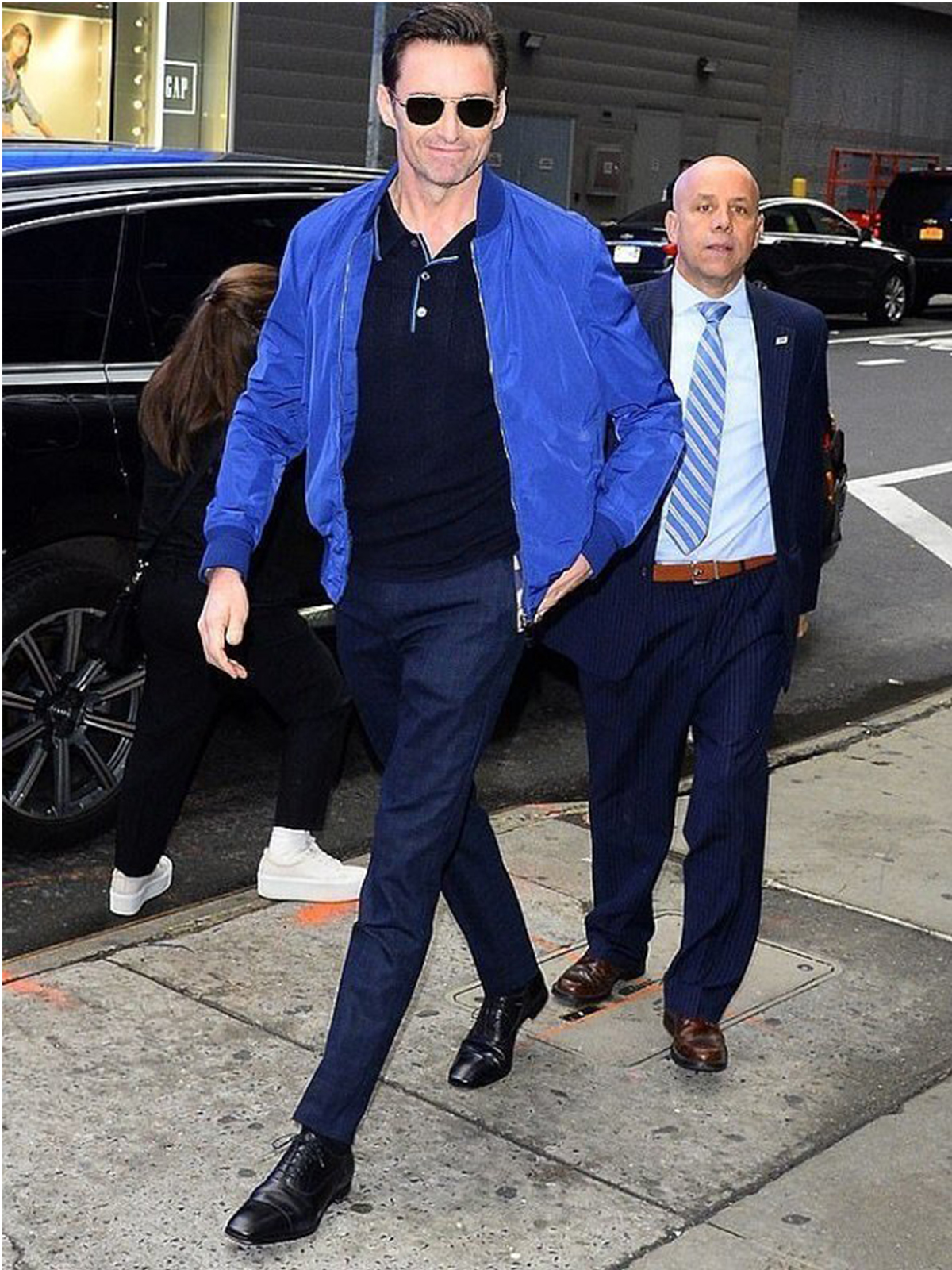 Hugh Jackman Seen In Blue Jacket