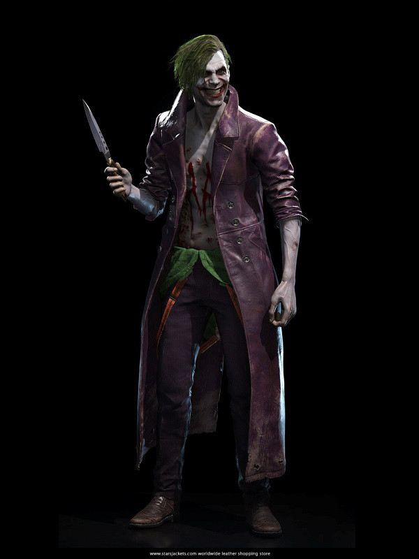 Injustice 2 Joker Video Game Purple Leather Coat