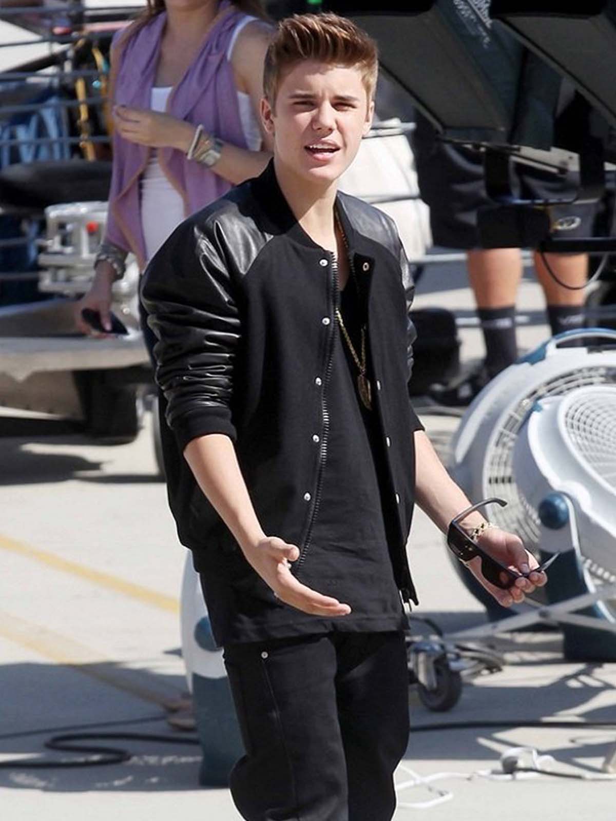 Justin Bieber Black Bomber Leather Jacket – Bay Perfect