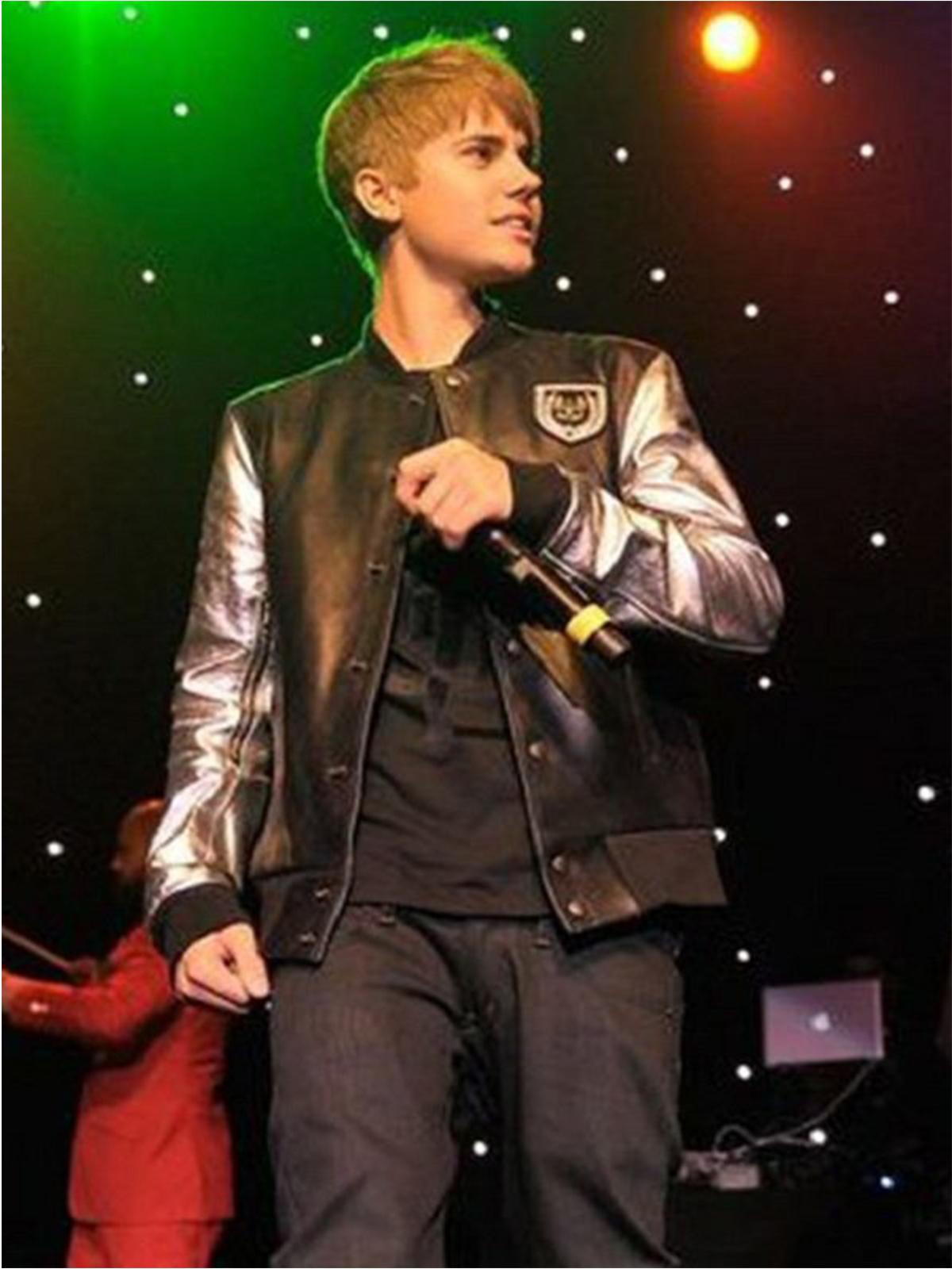 Justine Bieber Silver Sleeves Leather Jacket
