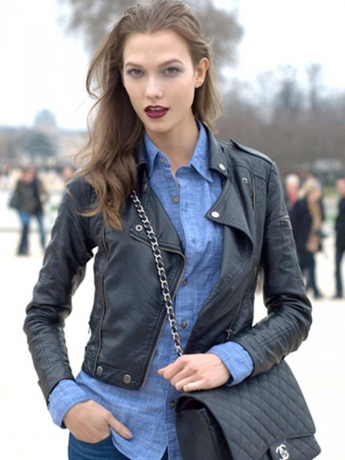 Karlie Kloss Black Leather Jacket – Bay Perfect