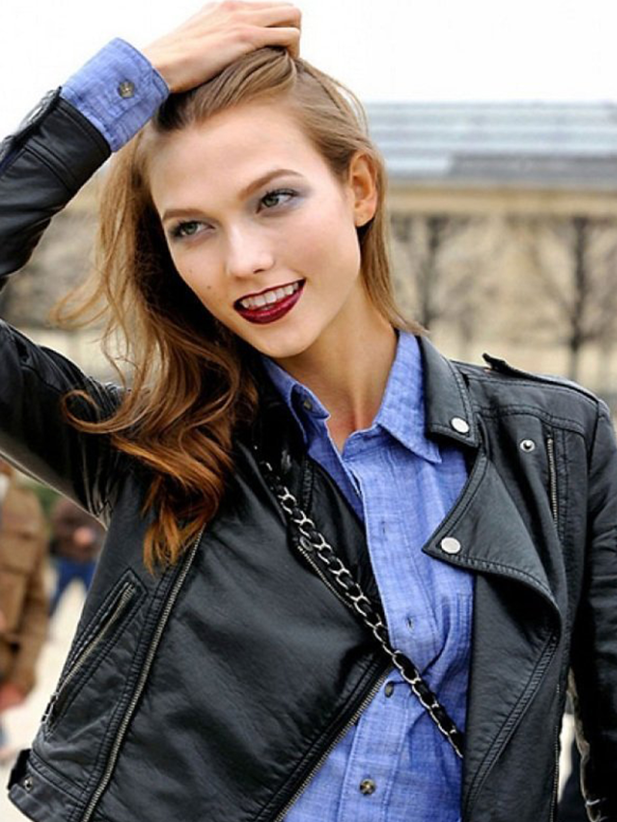 Karlie Kloss Black Leather Jacket – Bay Perfect