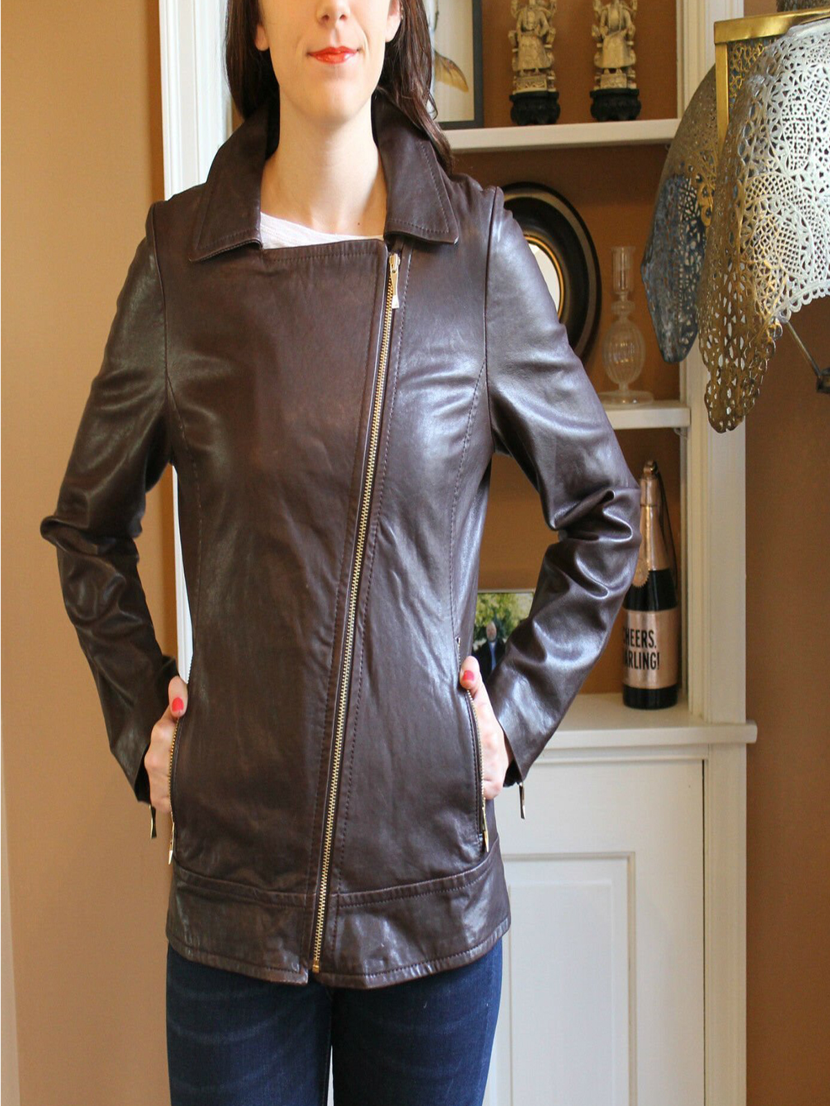 Kate Spade Linnea Biker Black Leather Jacket