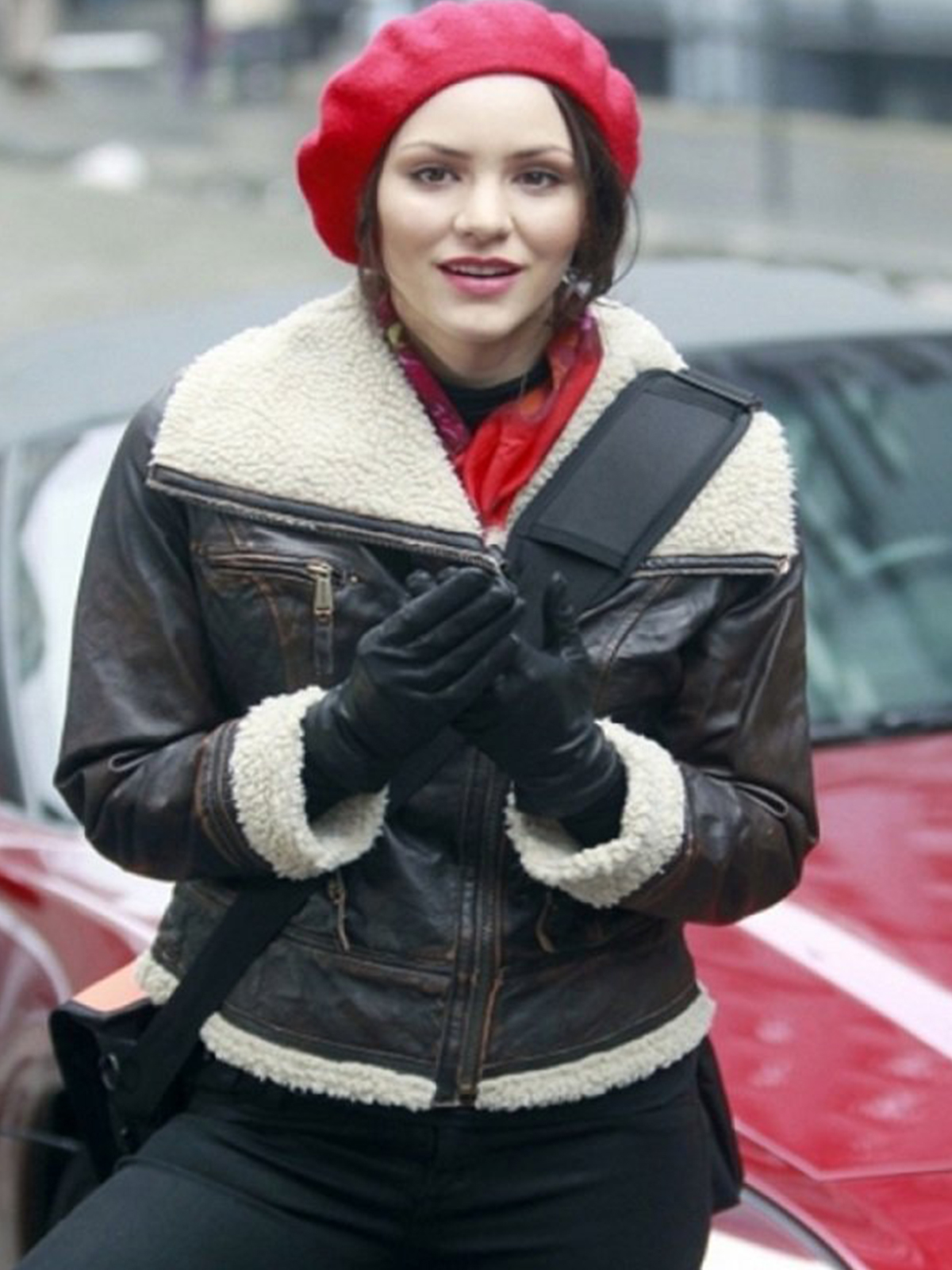 Katharine McPhee Shearling Bomber Jacket