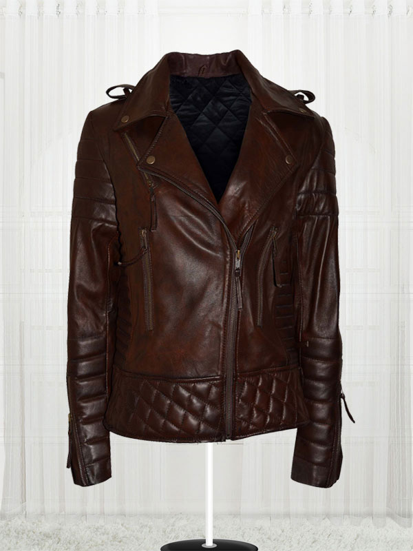 Kay Michael Quilted Brown Leather Jacket