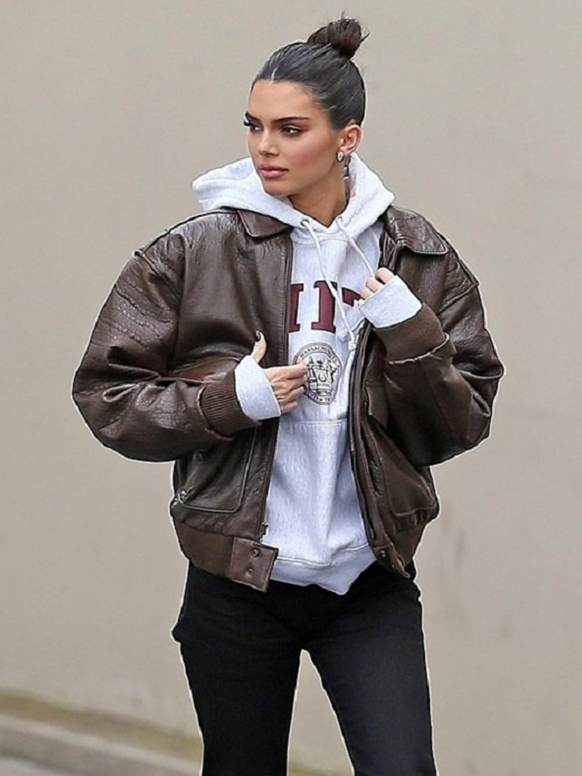 Kendall Jenner Bomber Leather Jacket – Bay Perfect