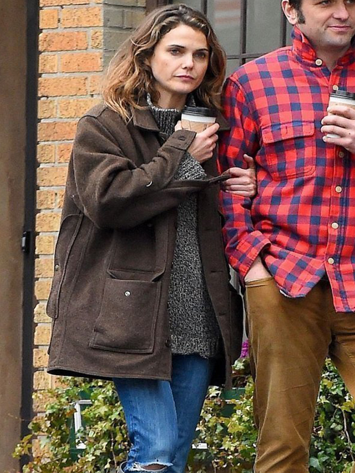 Keri Russell Autumn Style Brown Wool Coat