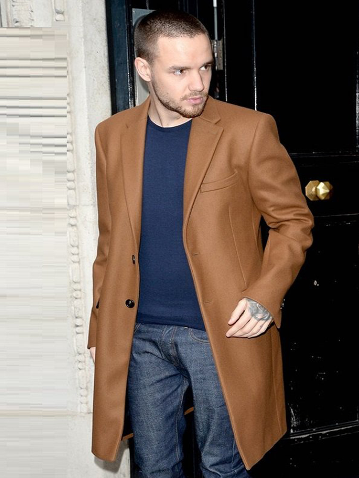 Liam Payne Street Fashion Brown Coat Bay Perfect