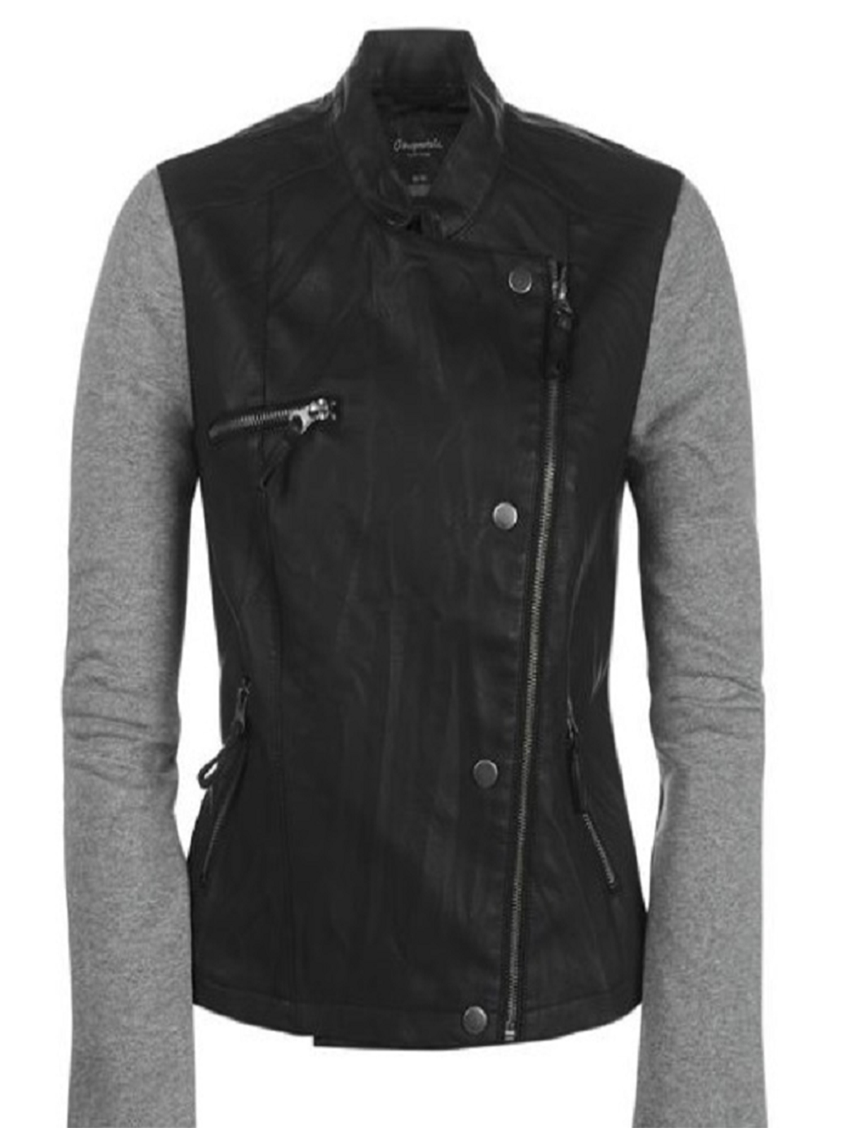 Men's Leather Jacket With Sweatshirt Sleeves