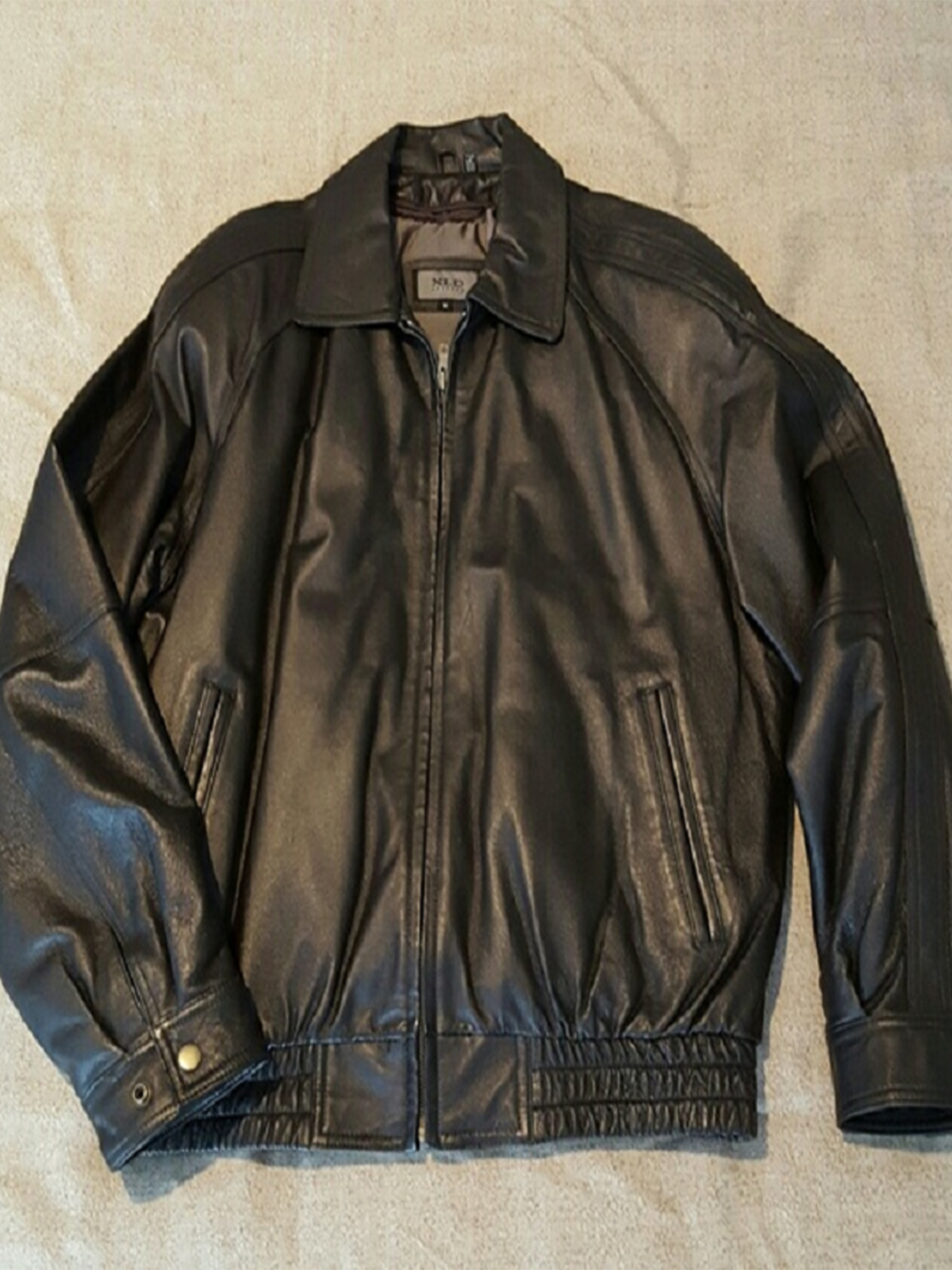 Men's XLD Black Bomber Leather Jacket