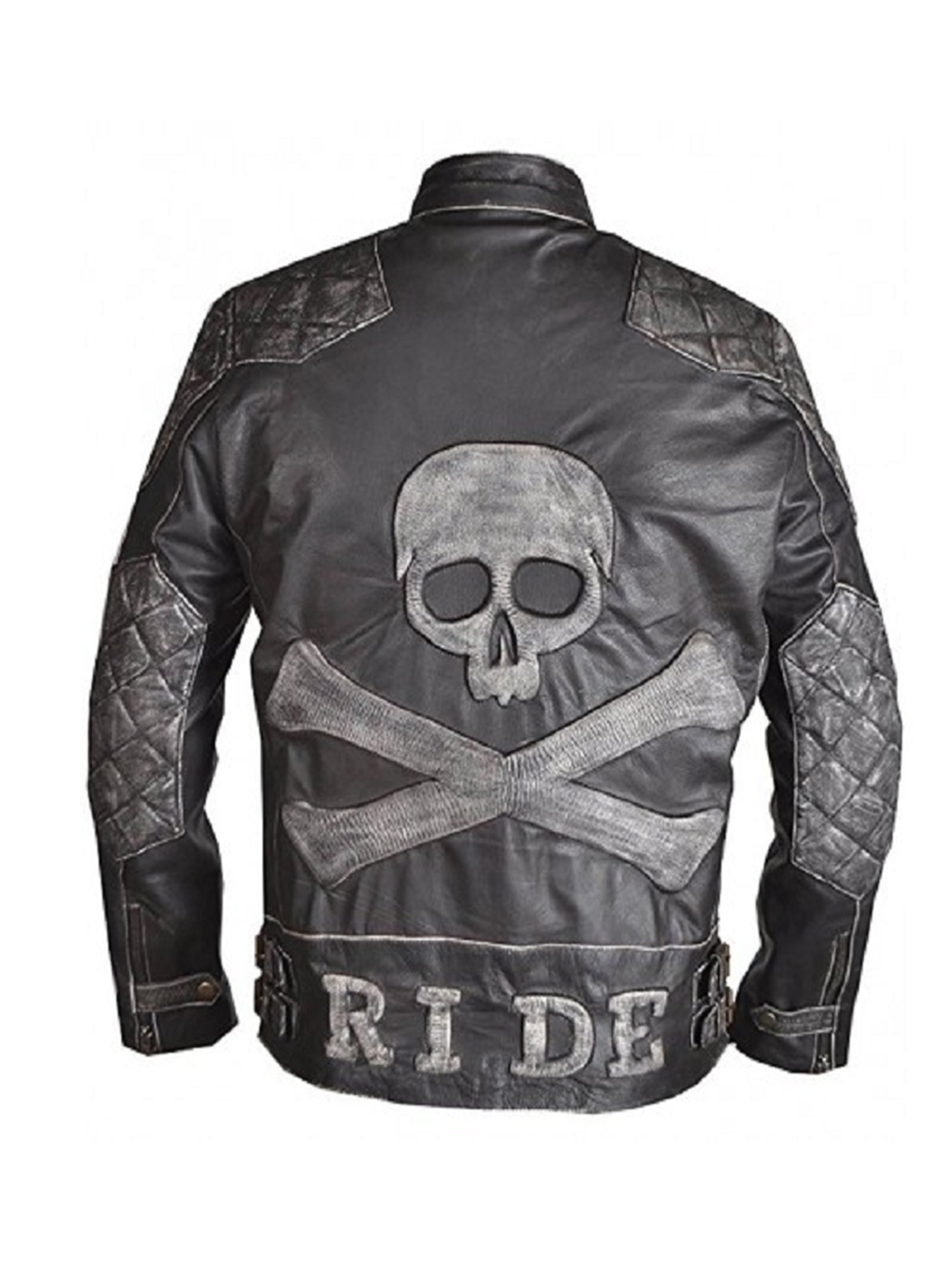 Men’s Skull And Bones Leather Biker Jacket