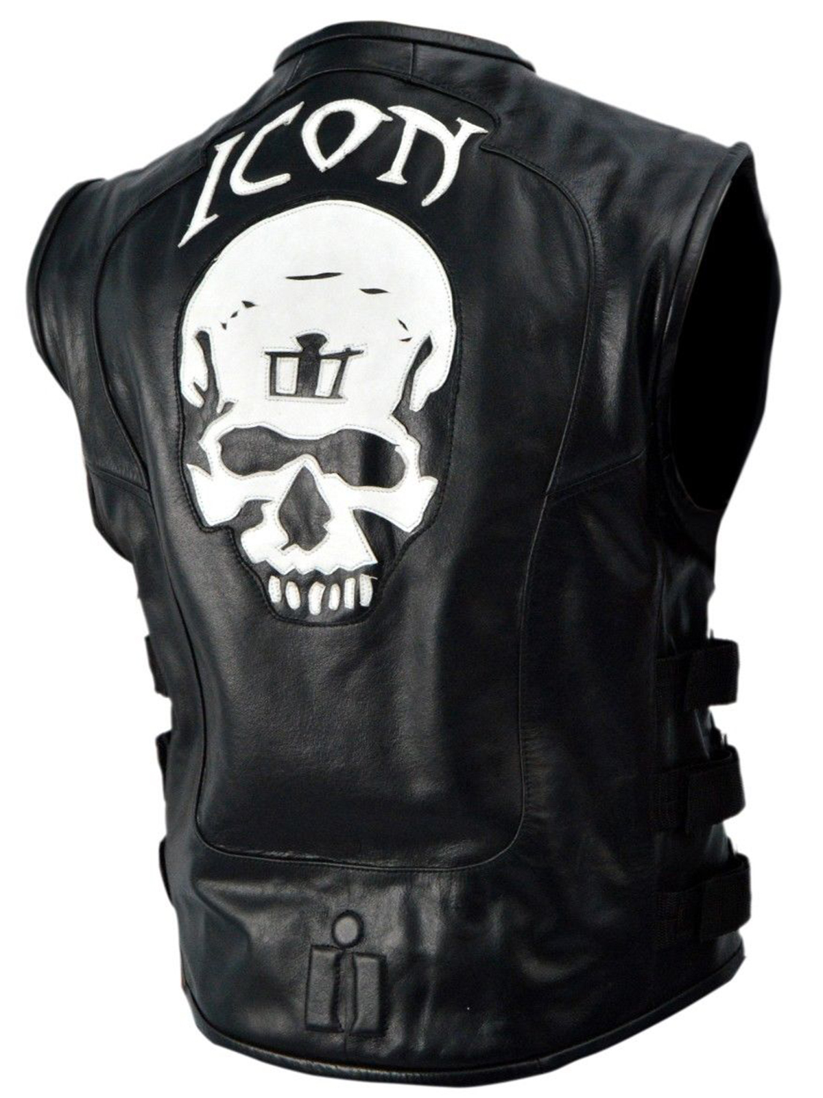 Men’s Skull Regulator Icon Biker Black Leather Vest