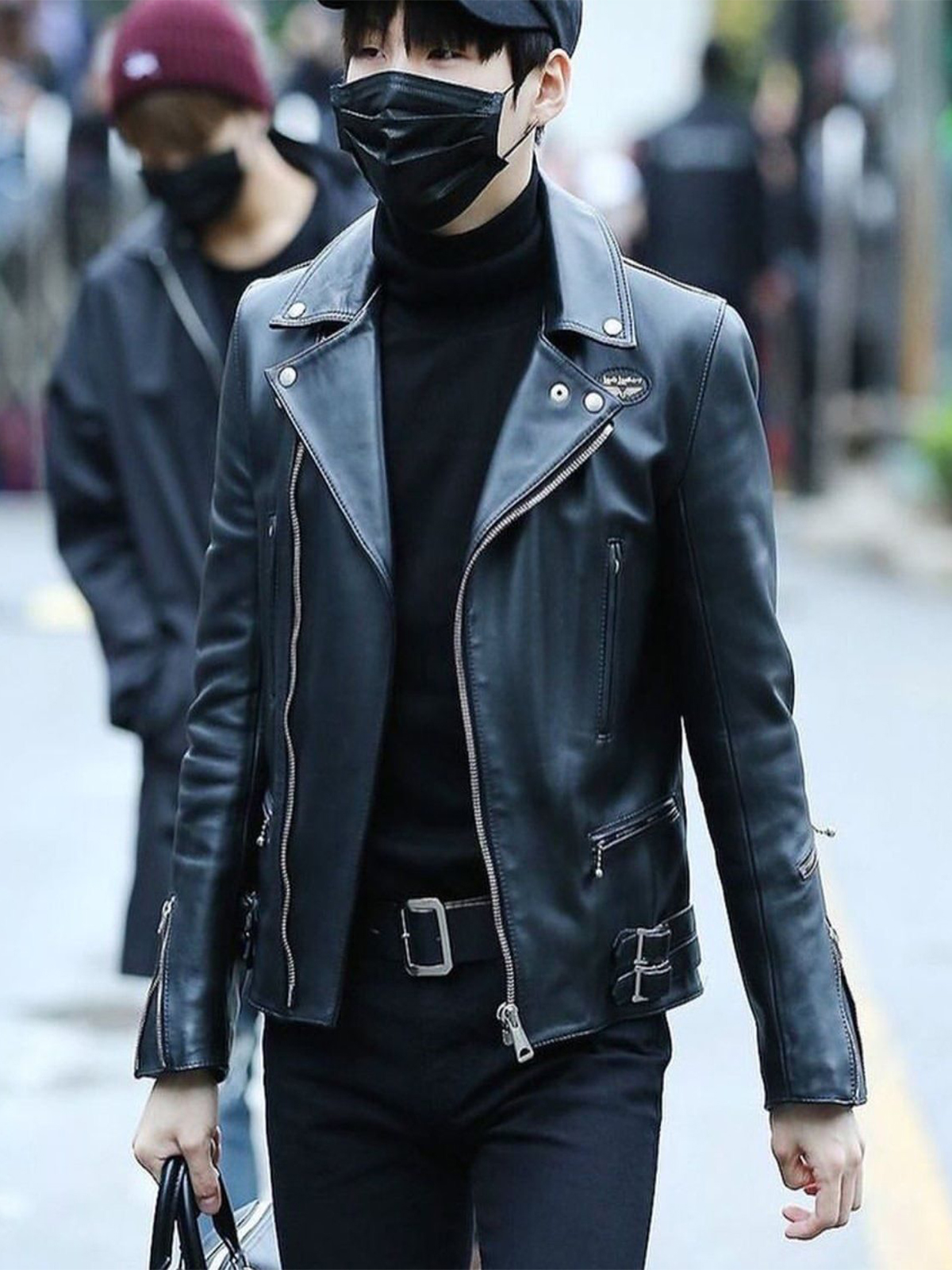 Men’s Yoongi Black Leather Jacket