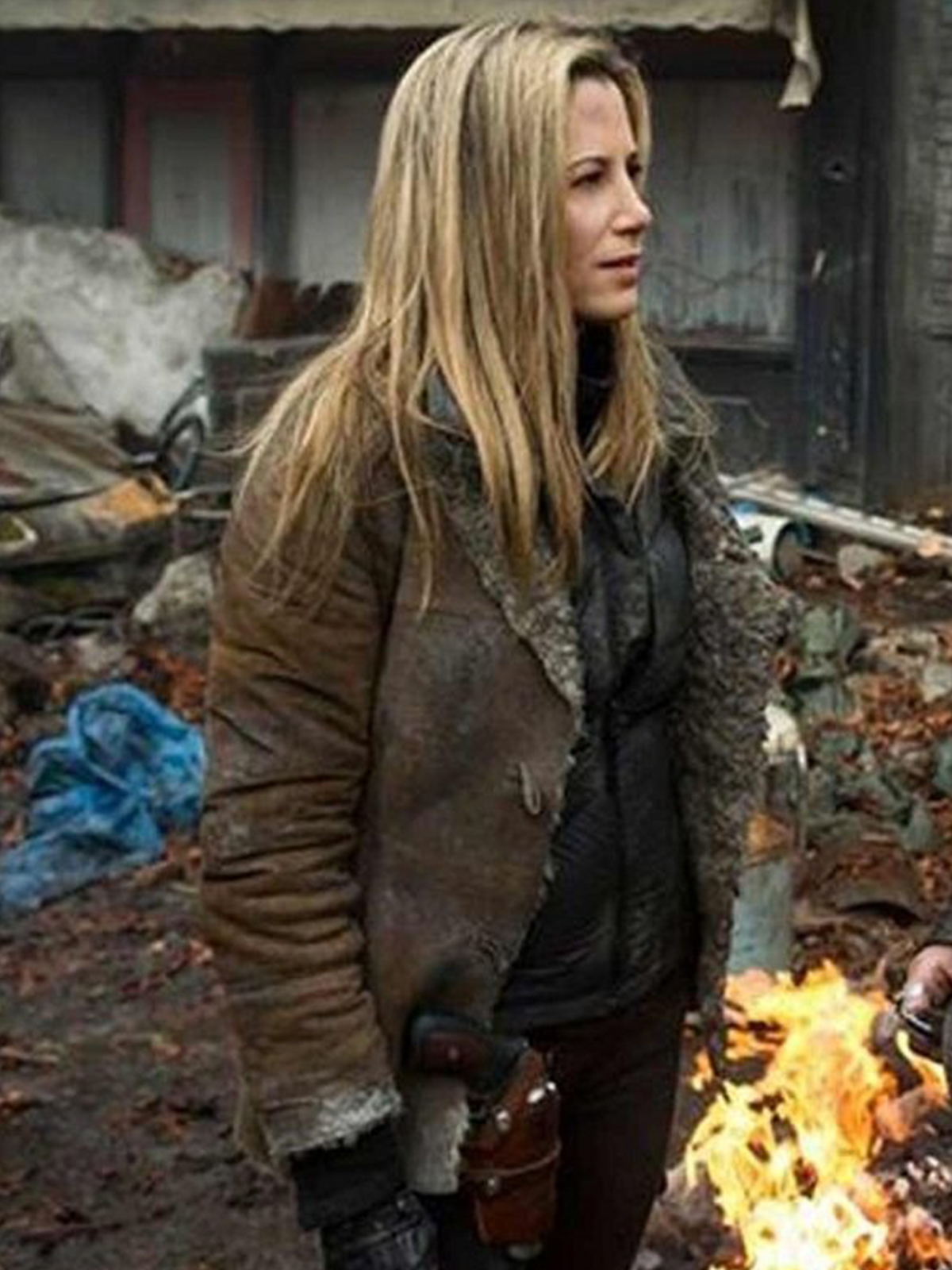 Mira Sorvino Falling Skies Suede Brown Jacket